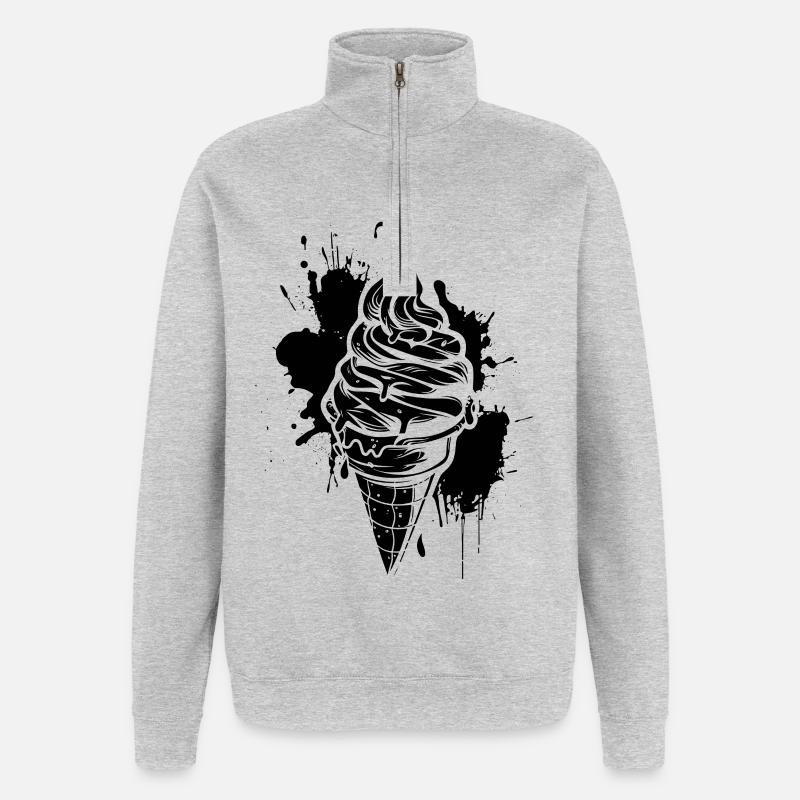 Eiswaffel Softeis - Quarter-Zip-Sweatshirt - Grau meliert