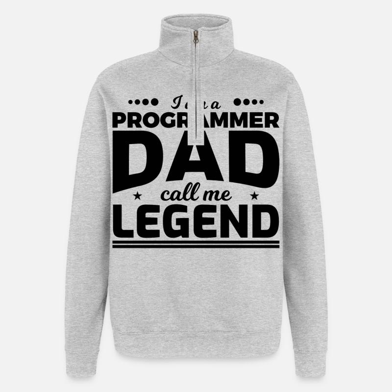 Programmierer Vater nenn mich Legende - Quarter-Zip-Sweatshirt - Grau meliert