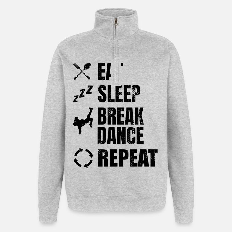 Breakdancer Zeitplan - Quarter-Zip-Sweatshirt - Grau meliert