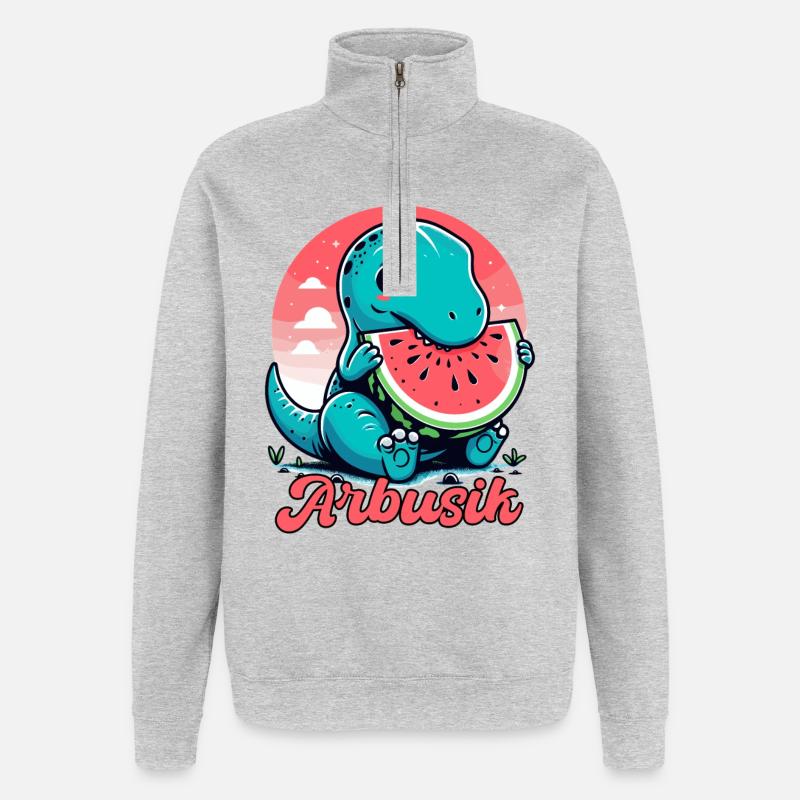 Mignon T-Rex Pastèque Arbusik Cadeau - Sweat à zip 1/4 - gris chiné