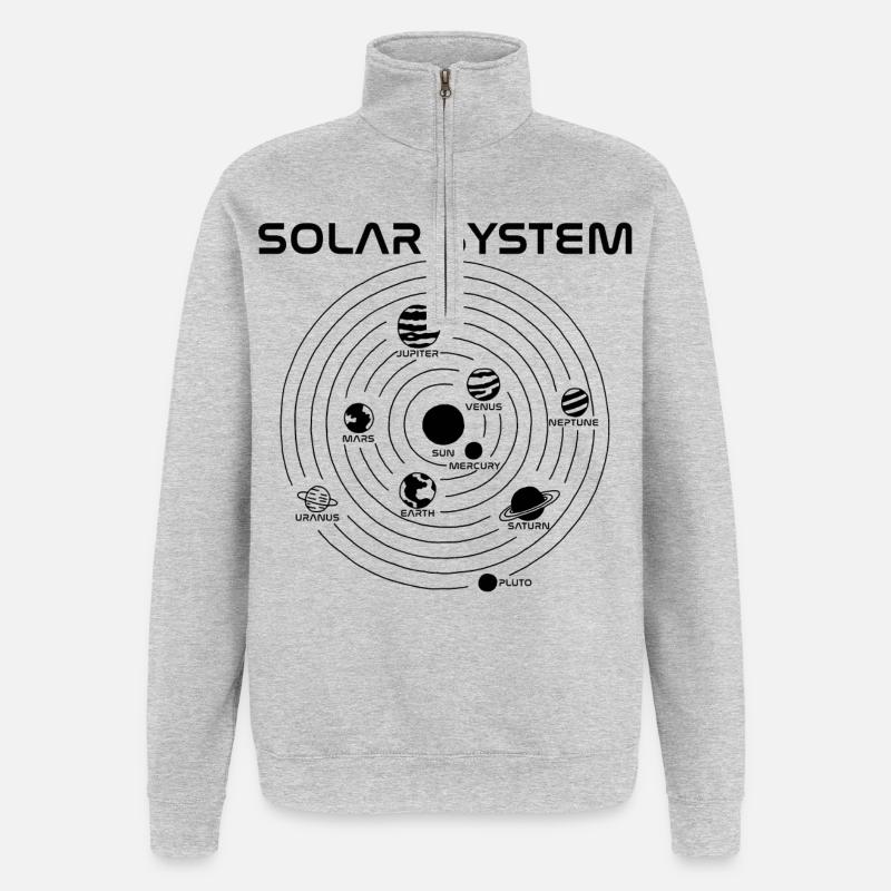 Solar System Map (Black) - Quarter-Zip Sweatshirt - heather grey
