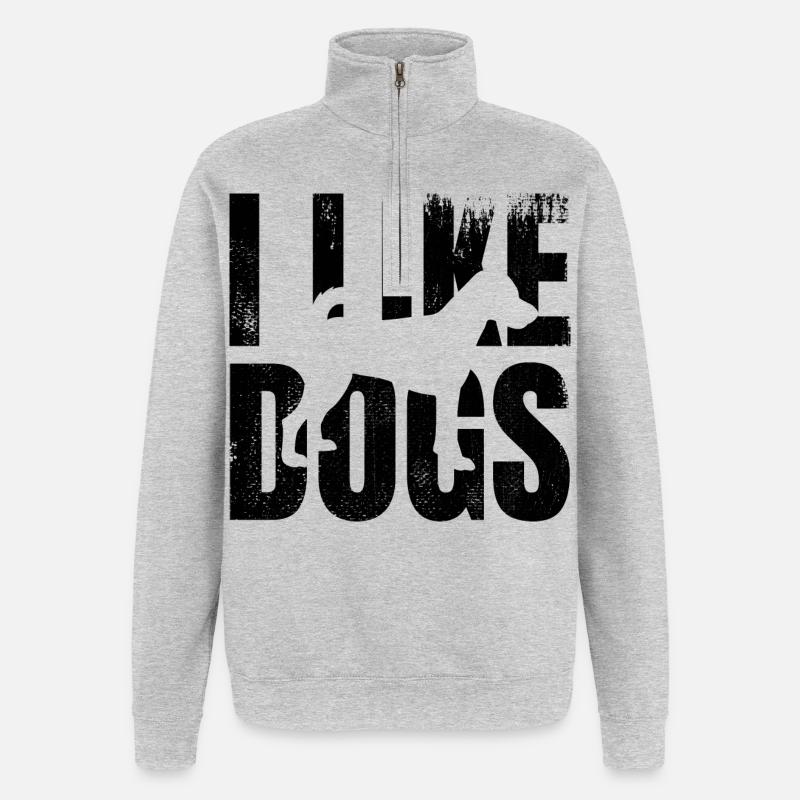 Ich mag Hunde - Quarter-Zip-Sweatshirt - Grau meliert