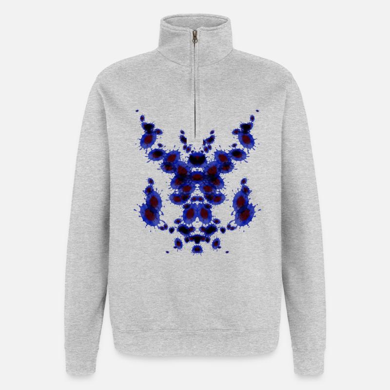Pipe Echecs Bleu - Sweat à zip 1/4 - gris chiné