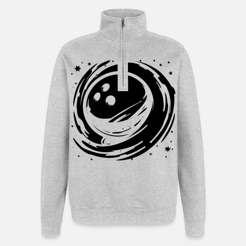 Graphiques de bowling - Sweat à zip 1/4 - gris chiné
