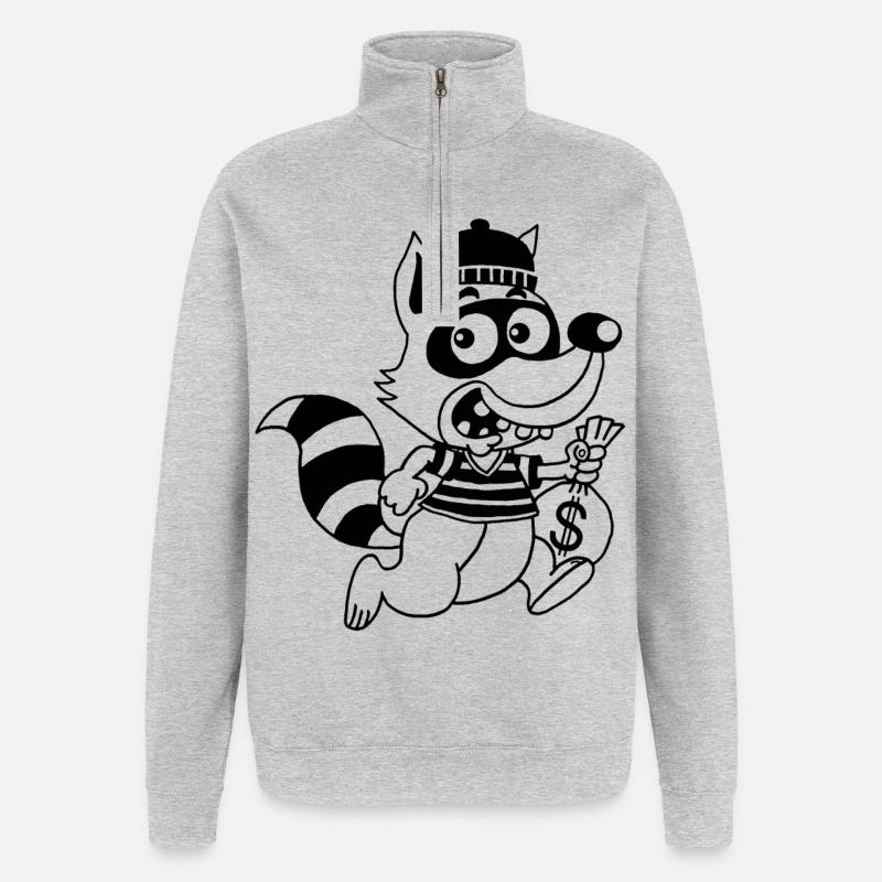 Dieb Waschbär (Schwarz) - Quarter-Zip-Sweatshirt - Grau meliert