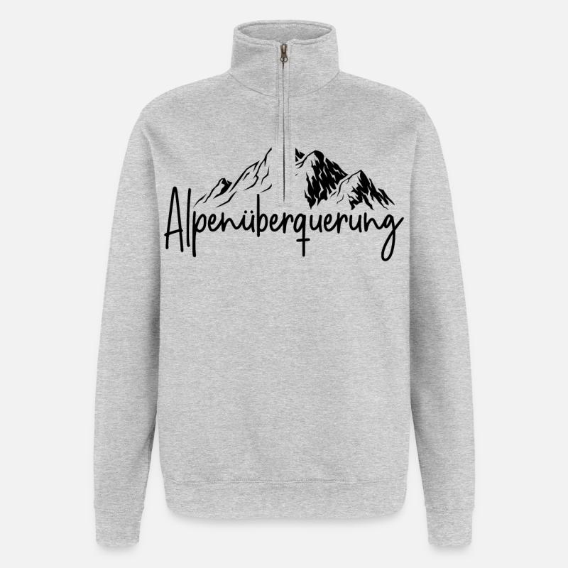 Alpenüberquerung - Quarter-Zip-Sweatshirt - Grau meliert