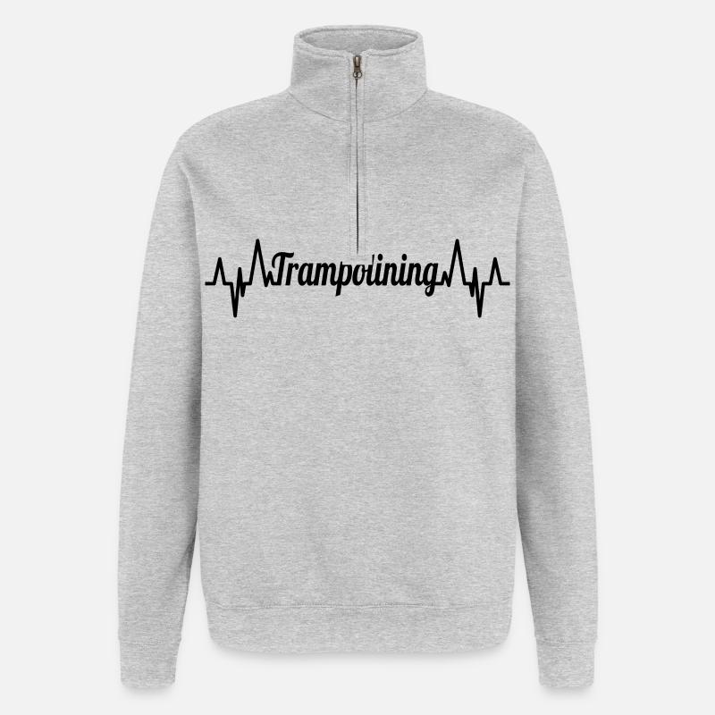 Trampoline Saut ECG Heart Line - Sweat à zip 1/4 - gris chiné