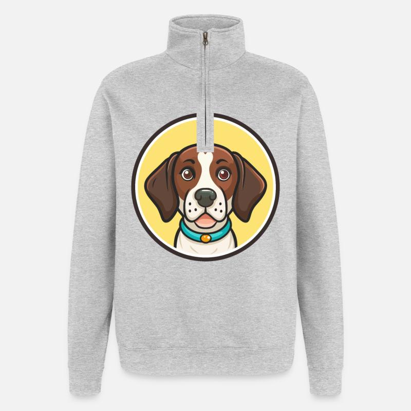Ariege Pointer Hunderasse Cartoon Kawaii Clipart - Quarter-Zip-Sweatshirt - Grau meliert
