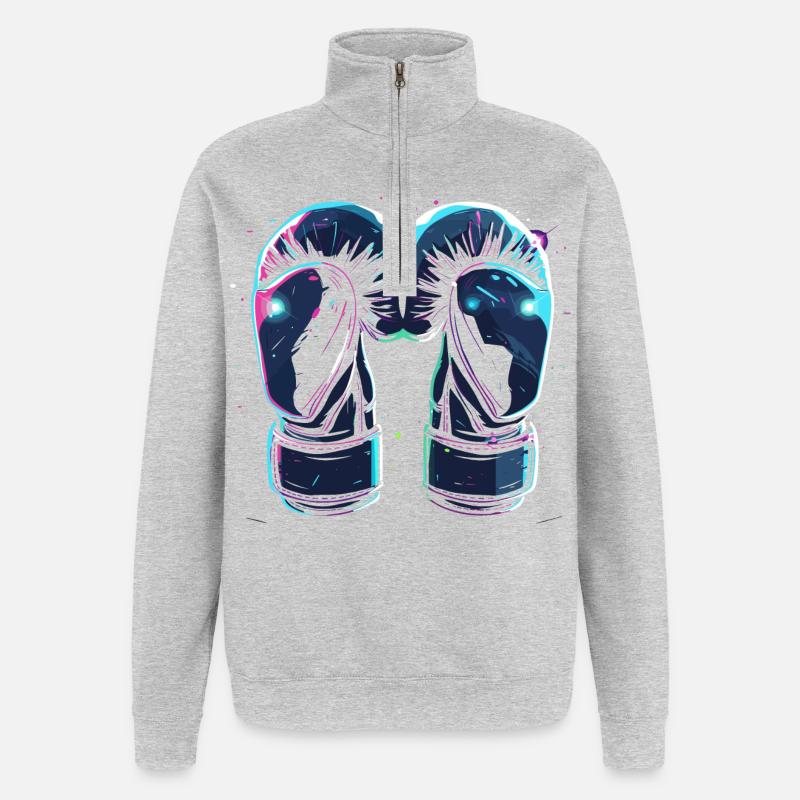 Gants de boxe Steampunk - Sweat à zip 1/4 - gris chiné