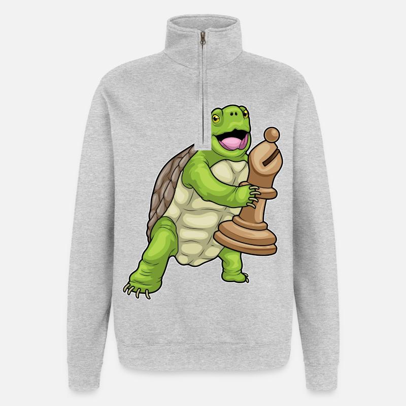 Turtle Chess Piece Bishop Chess - Quarter-Zip Sweatshirt - heather grey