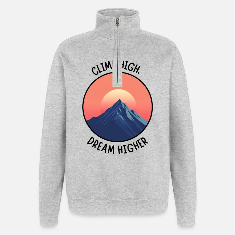 Wanderlust Design – Bergsteiger Kletterer Geschenk - Quarter-Zip-Sweatshirt - Grau meliert