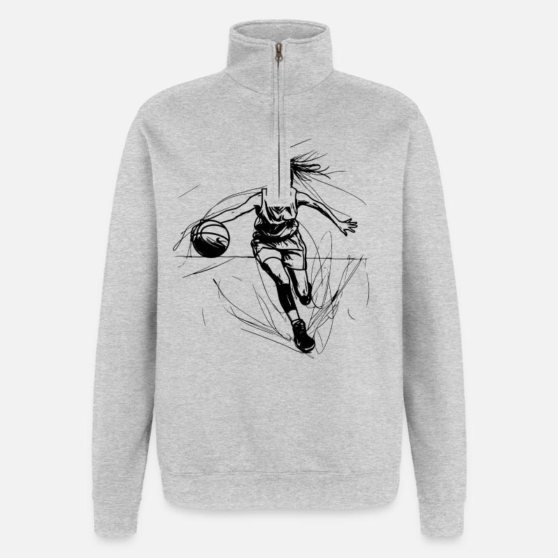 Basketteuse - Sweat à zip 1/4 - gris chiné
