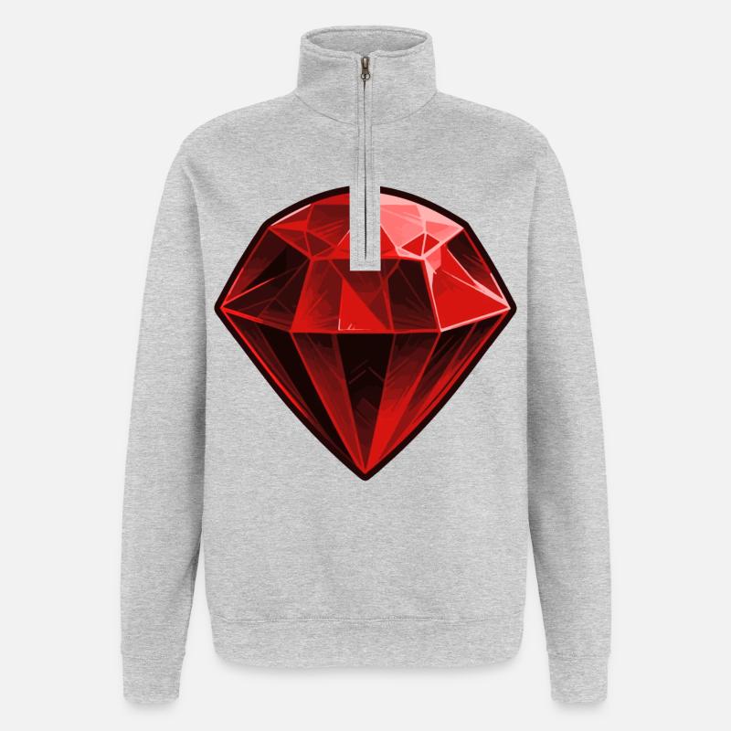 Precious Red Ruby Gemstone - Quarter-Zip Sweatshirt - heather grey