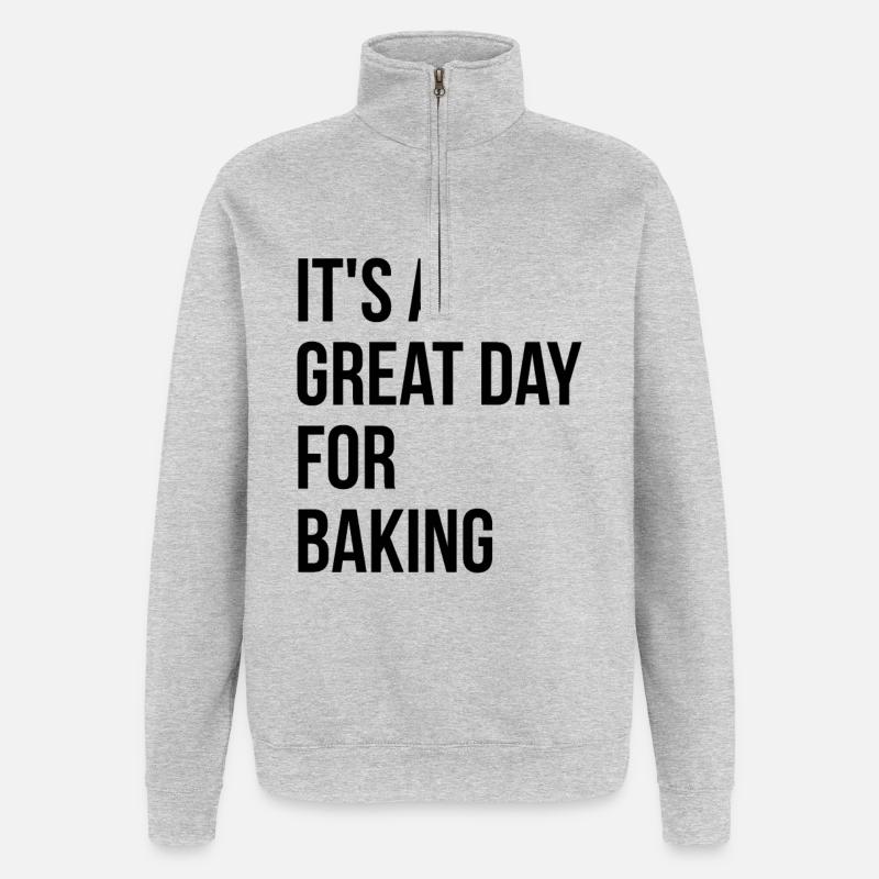 Bäcker - Quarter-Zip-Sweatshirt - Grau meliert