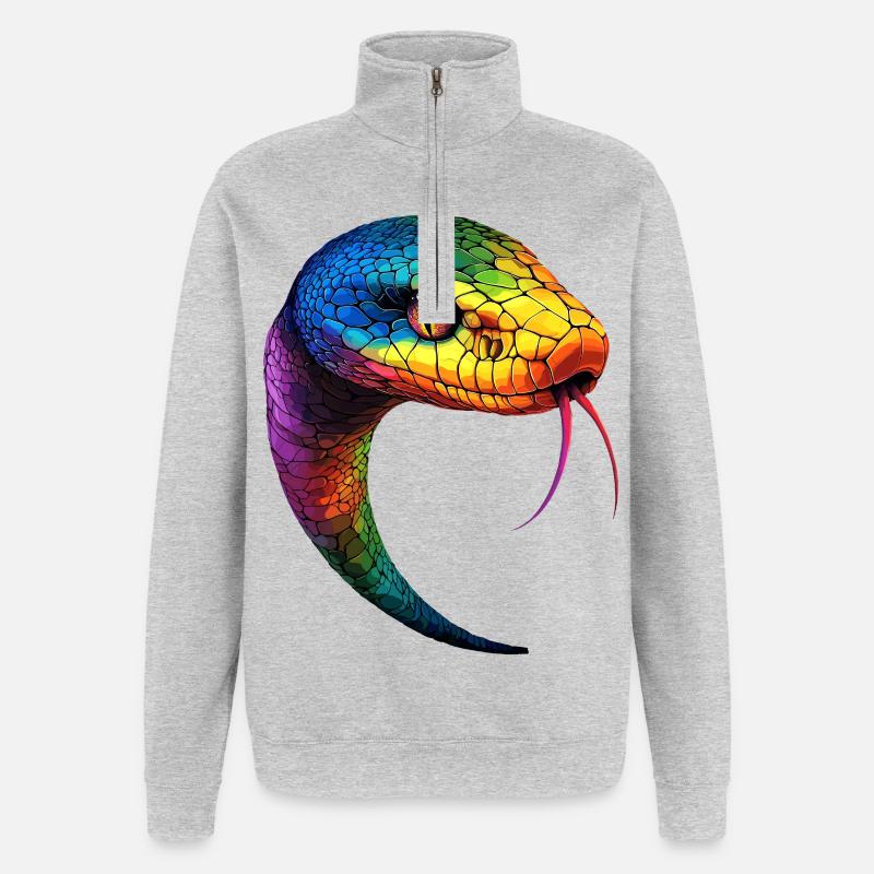 Schlange Python Kobra Mamba Klapperschlange Snake - Quarter-Zip-Sweatshirt - Grau meliert