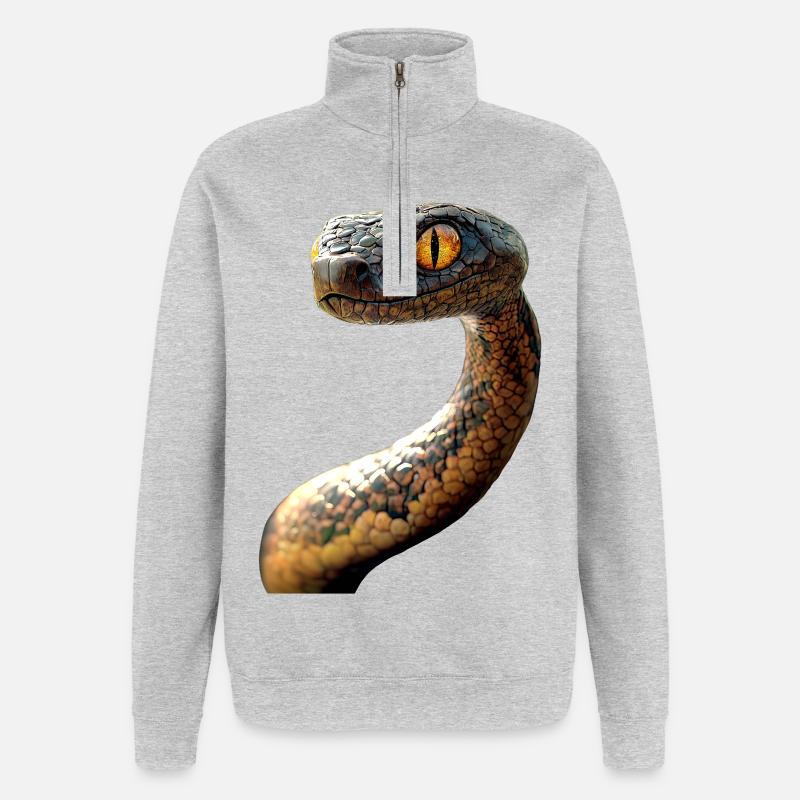 Schlange Python Kobra Mamba Klapperschlange Snake - Quarter-Zip-Sweatshirt - Grau meliert