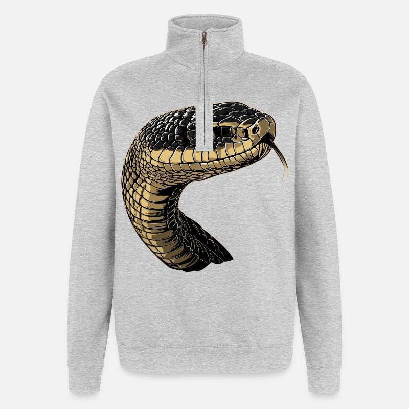 Schlange Python Kobra Mamba Klapperschlange Snake - Quarter-Zip-Sweatshirt - Grau meliert