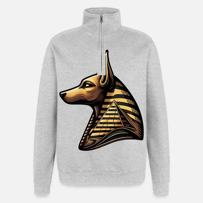 Anubis | Wächter der Gräber Ägypten - Quarter-Zip-Sweatshirt - Grau meliert
