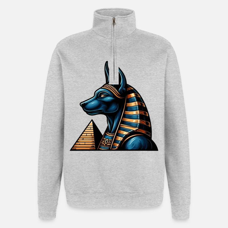 Anubis | Wächter der Gräber Ägypten - Quarter-Zip-Sweatshirt - Grau meliert