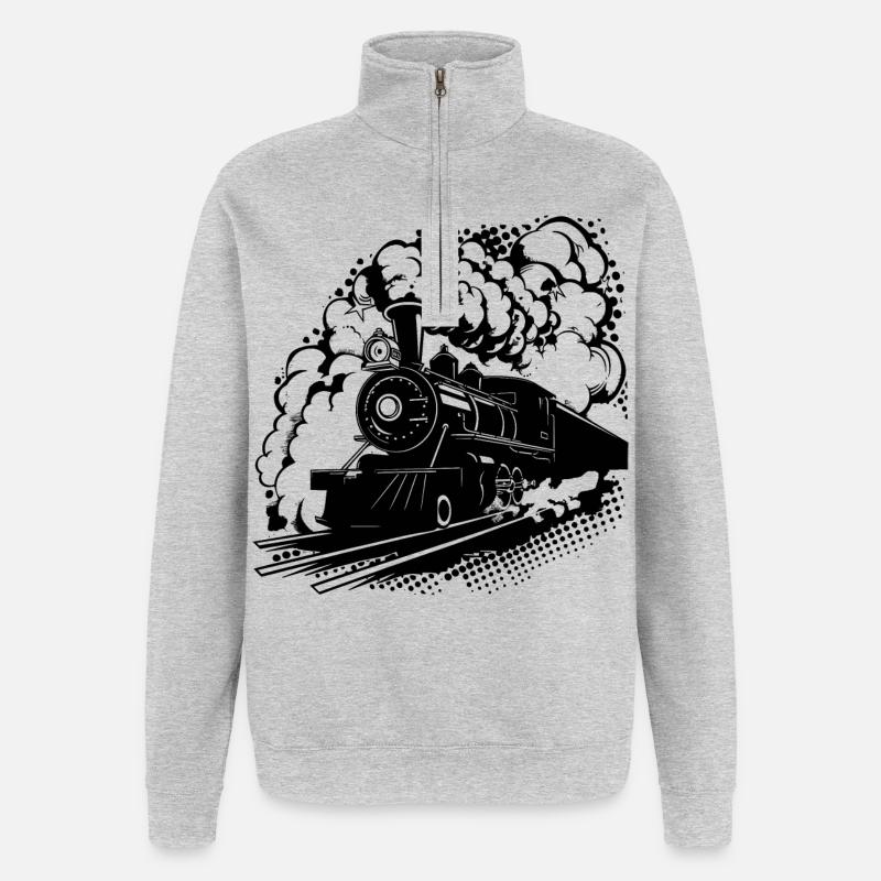Eisenbahn Grafik - Quarter-Zip-Sweatshirt - Grau meliert