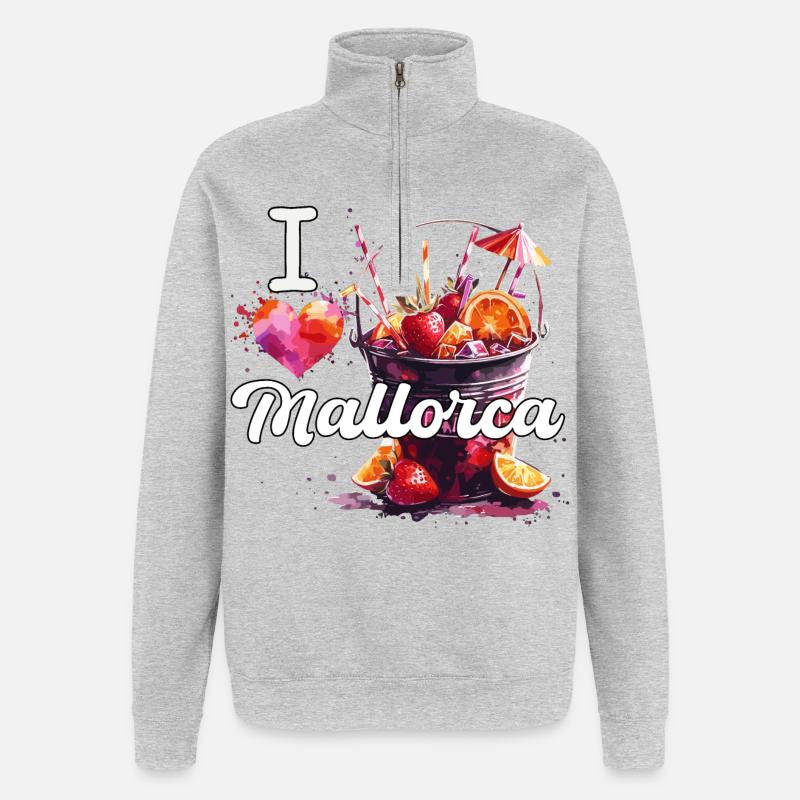 Ich liebe Mallorca Geschenk - Quarter-Zip-Sweatshirt - Grau meliert