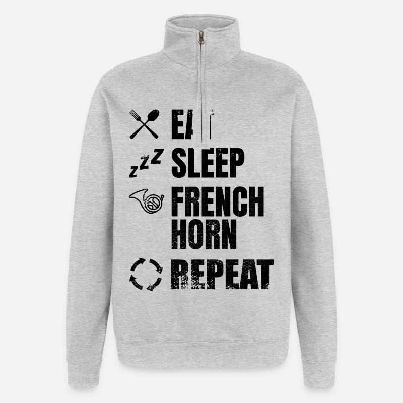 Hornspieler Routine - Quarter-Zip-Sweatshirt - Grau meliert