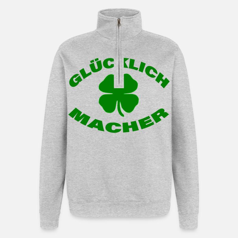 GLÜCKLICHMACHER - Quarter-Zip-Sweatshirt - Grau meliert