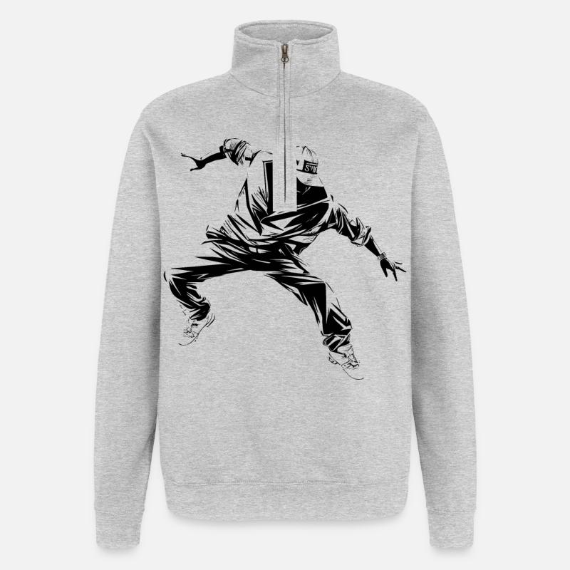 B Boy Grafik - Quarter-Zip-Sweatshirt - Grau meliert