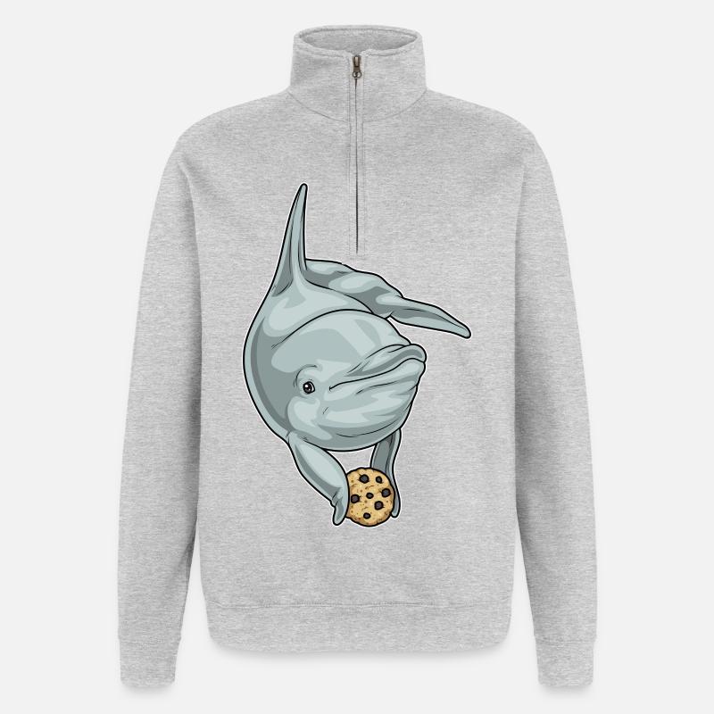 Biscuit dauphin - Sweat à zip 1/4 - gris chiné