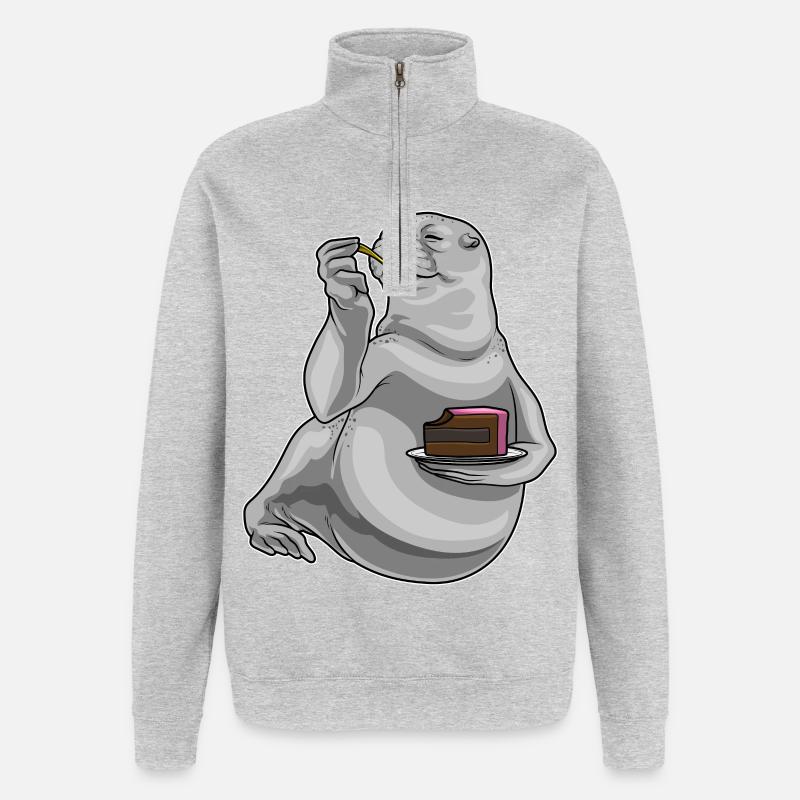 Gâteau de phoque - Sweat à zip 1/4 - gris chiné