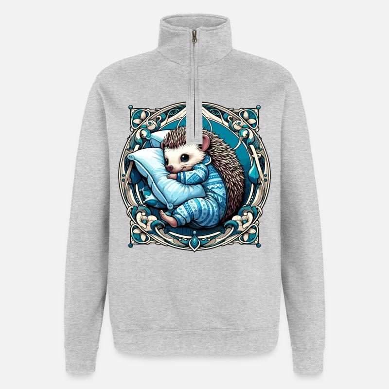 Hedgehog Cuddle Cuddly Pillow Gift - Quarter-Zip Sweatshirt - heather grey