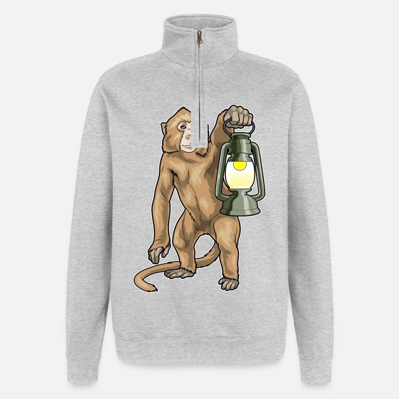 Monkey Lantern - Quarter-Zip Sweatshirt - heather grey
