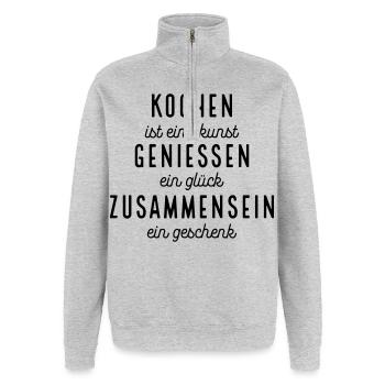 Lustige Sprüche für Köche - Quarter-Zip-Sweatshirt - Grau meliert - Vorne - AI Model Female 172 light (172cm) & AI Model Male 178 dark (178cm)