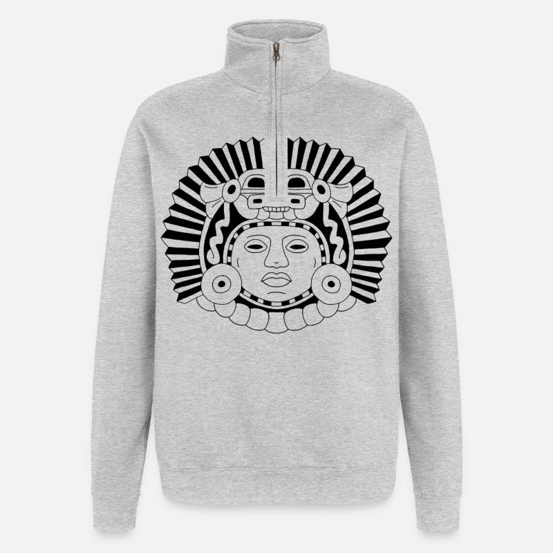 Aztekischer Drachenkönig - Quarter-Zip-Sweatshirt - Grau meliert