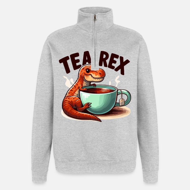 Tee Rex Tee-Rex Teetrinker Geschenk - Quarter-Zip-Sweatshirt - Grau meliert