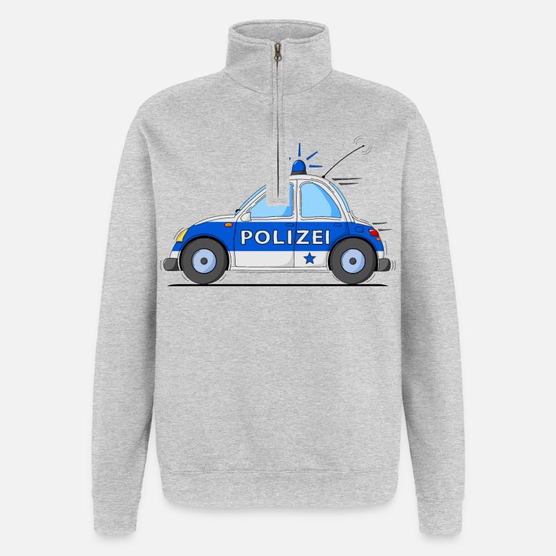 Polizeiauto Blau - Quarter-Zip-Sweatshirt - Grau meliert