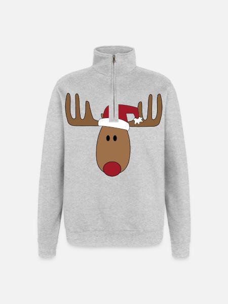 Christmas Moose - Quarter-Zip Sweatshirt - heather grey