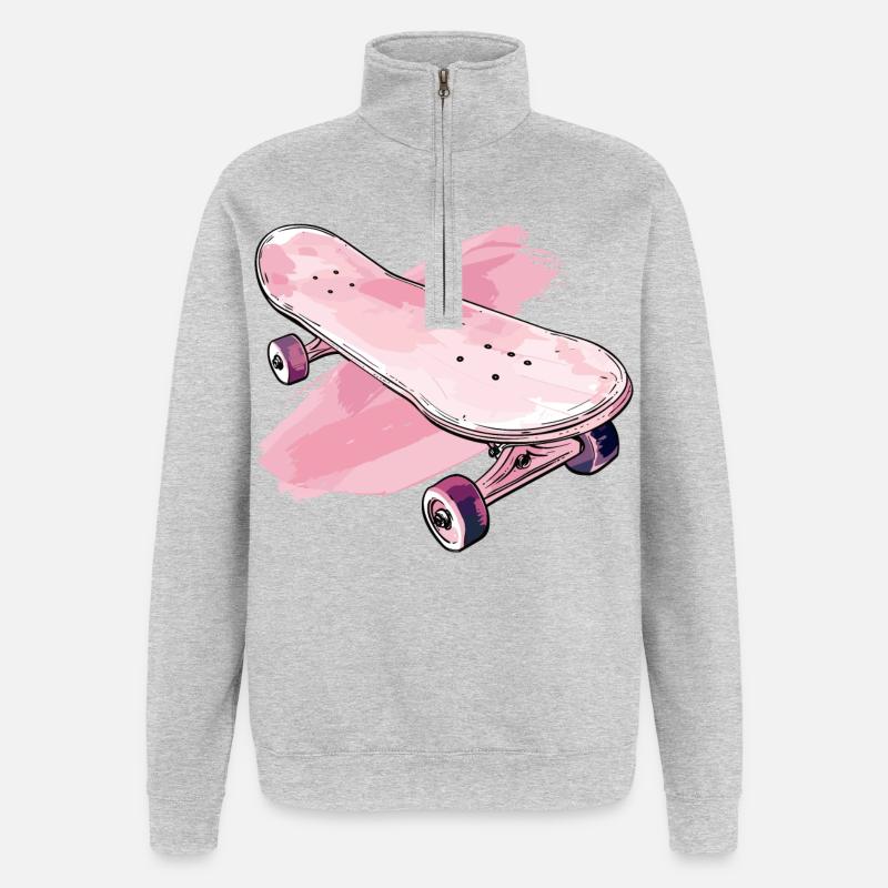Graphiques de skateboard - Sweat à zip 1/4 - gris chiné