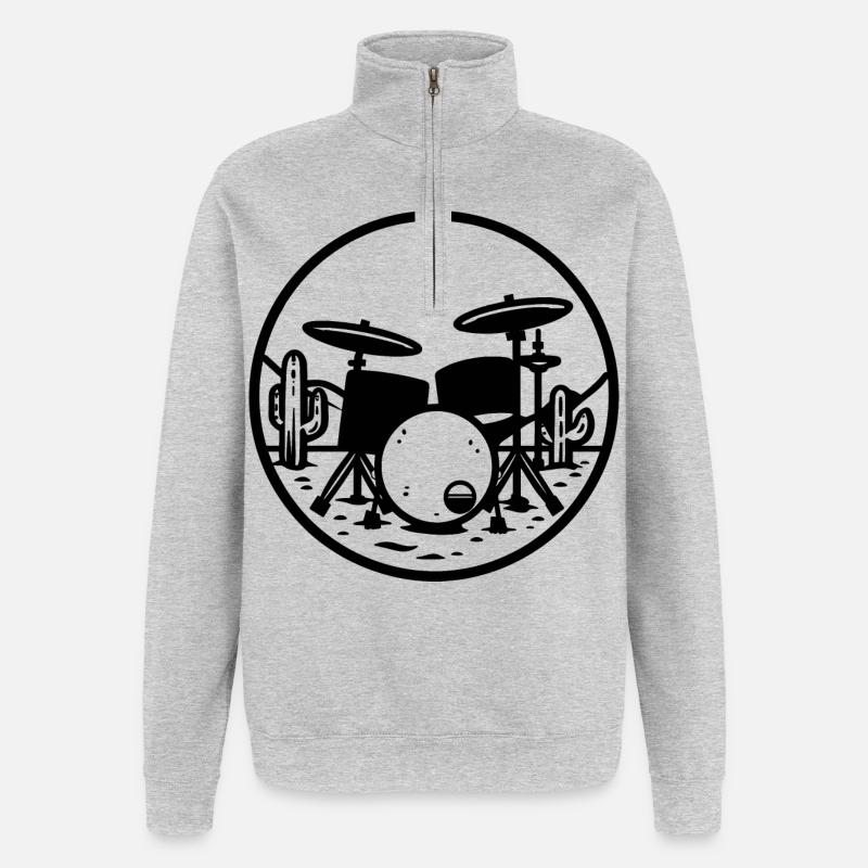 Schlagzeug Grafik - Quarter-Zip-Sweatshirt - Grau meliert