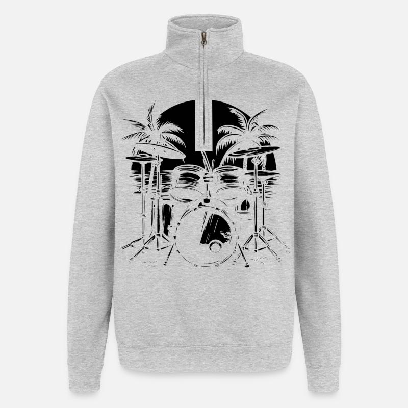 percussion - Sweat à zip 1/4 - gris chiné