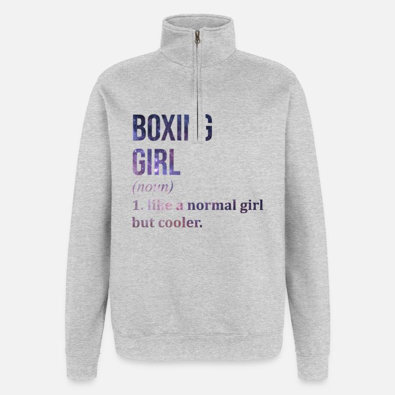 boxe - Sweat à zip 1/4 - gris chiné