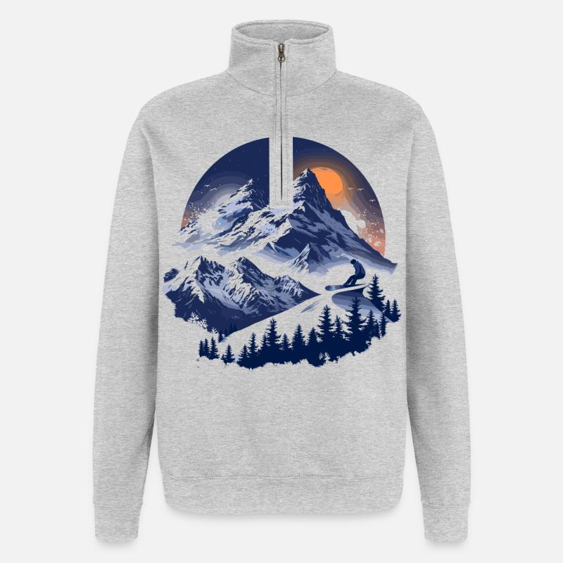 Graphismes de snowboard - Sweat à zip 1/4 - gris chiné