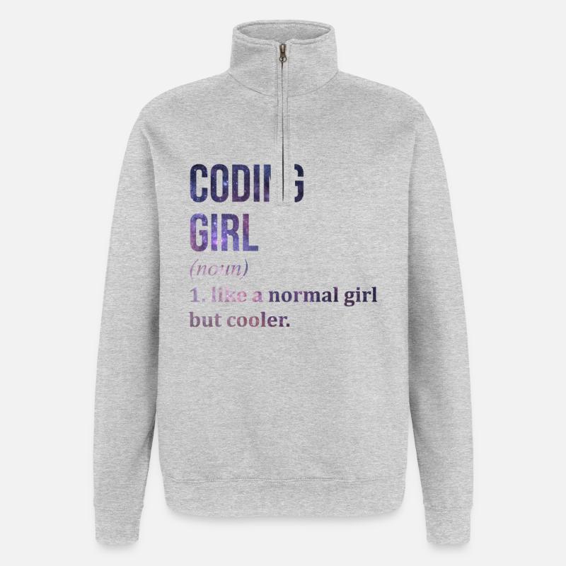 codage - Sweat à zip 1/4 - gris chiné