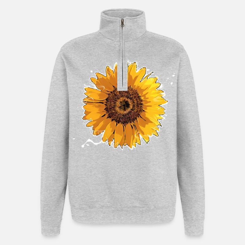 Sonnenblume - Quarter-Zip-Sweatshirt - Grau meliert