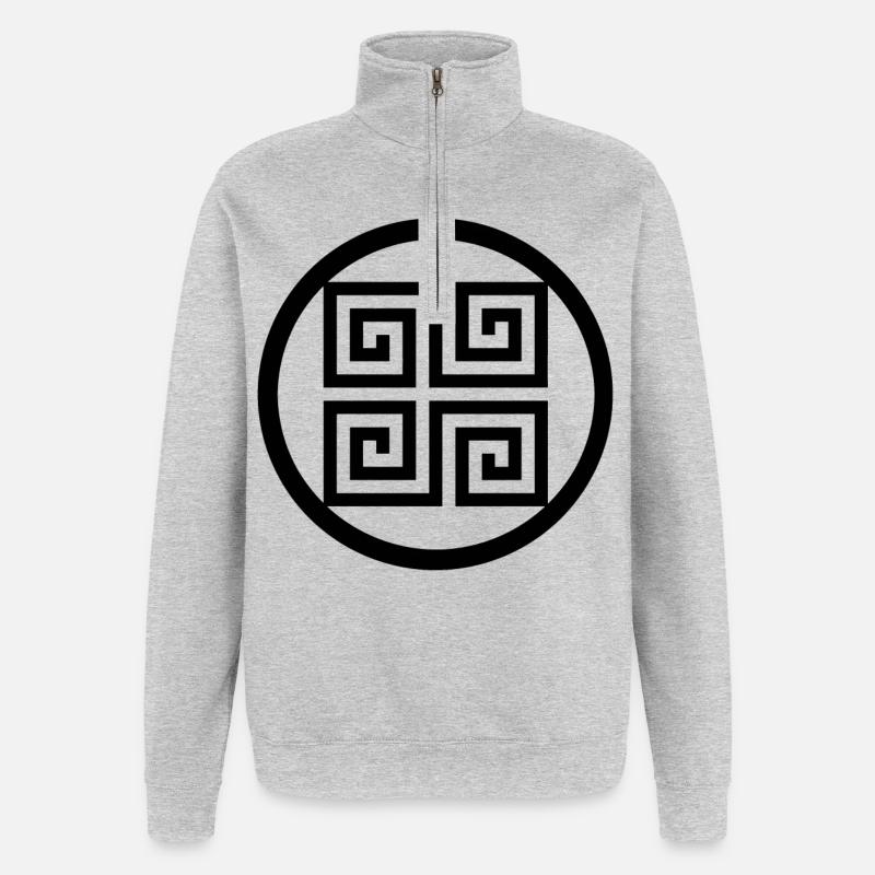 Griechisches Symbol - Quarter-Zip-Sweatshirt - Grau meliert