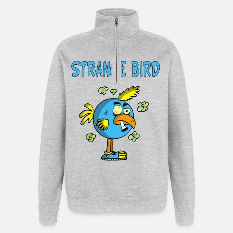 Oiseau bleu étrange - Sweat à zip 1/4 - gris chiné