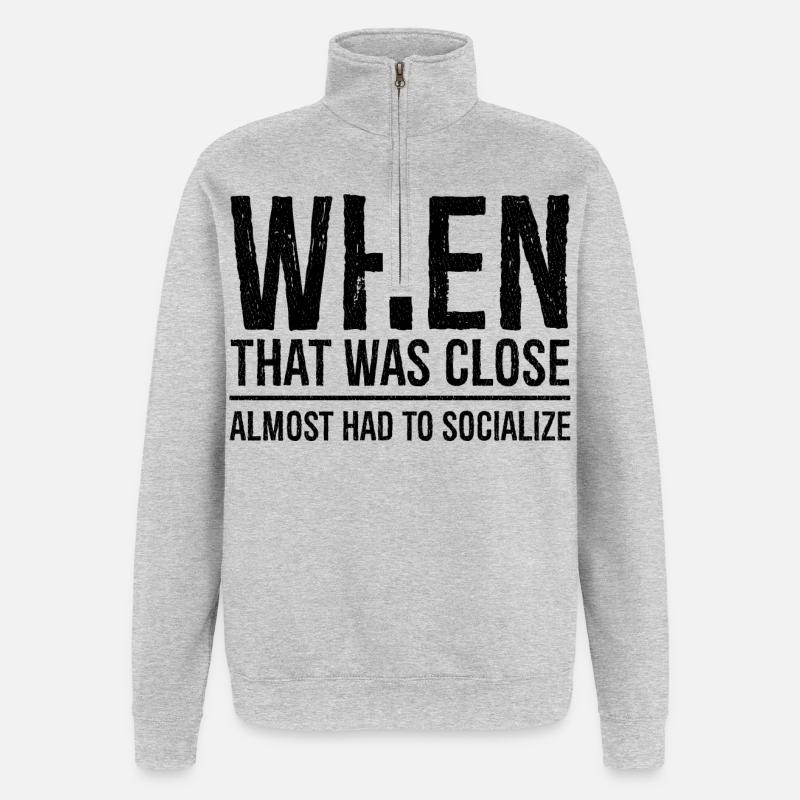 Als das eng war lustiges Hemd - Quarter-Zip-Sweatshirt - Grau meliert