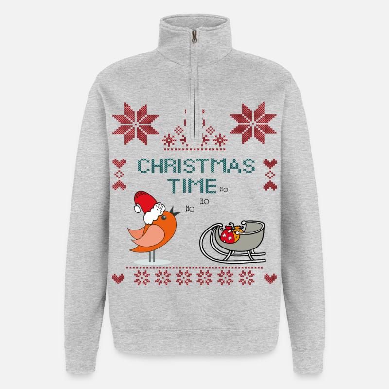 Période de Noël - Sweat à zip 1/4 - gris chiné