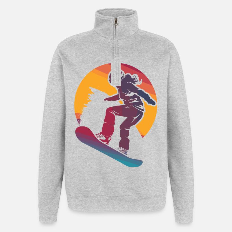 Snowboarding Mädchen - Quarter-Zip-Sweatshirt - Grau meliert