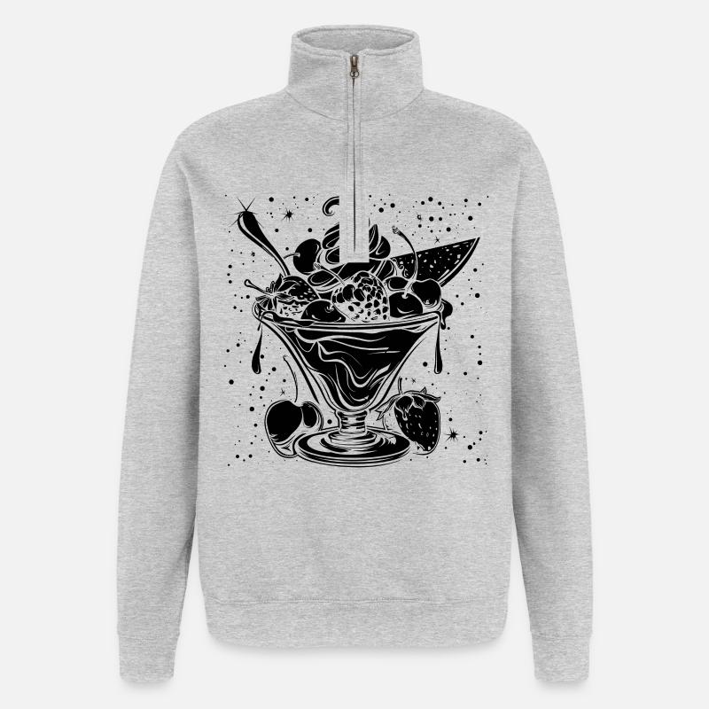 Eiscreme Eisbecher - Quarter-Zip-Sweatshirt - Grau meliert